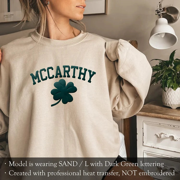 Personalized Name St Patrick's Day Four Leaf Clover Sweatshirt