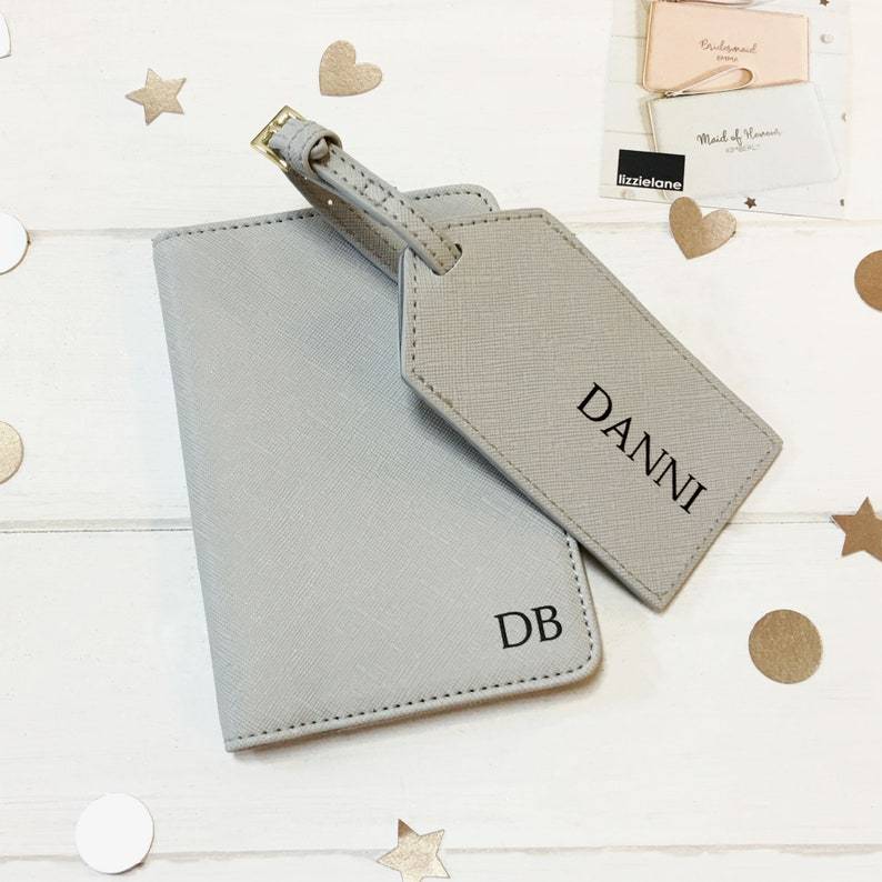 Personalised Passport Holder and Luggage Tag Travel Set
