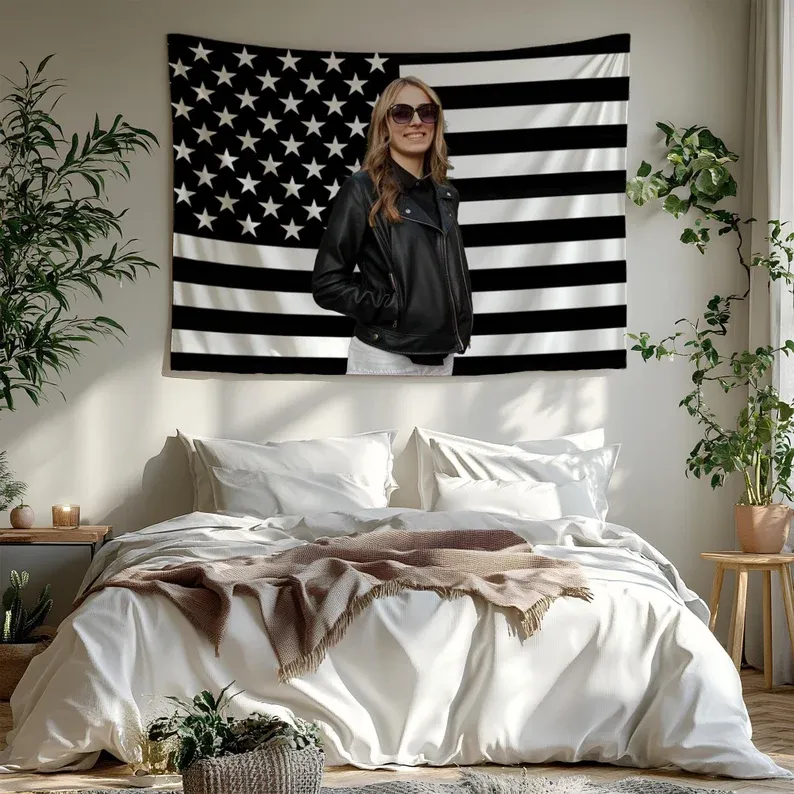 Custom Couple Portrait Flag – Personalized Photo Banner for Him & Her