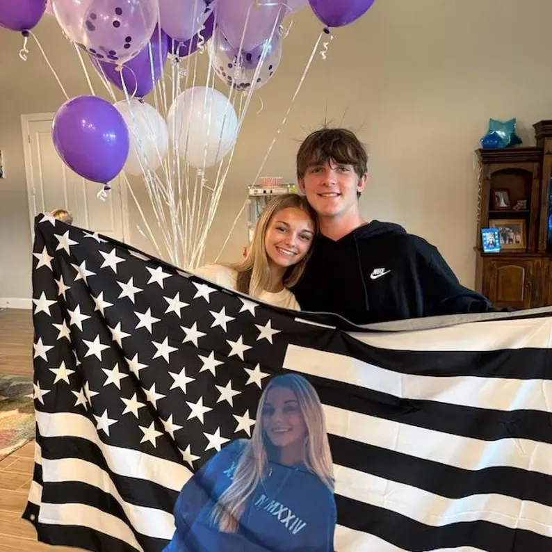 Custom Couple Portrait Flag – Personalized Photo Banner for Him & Her
