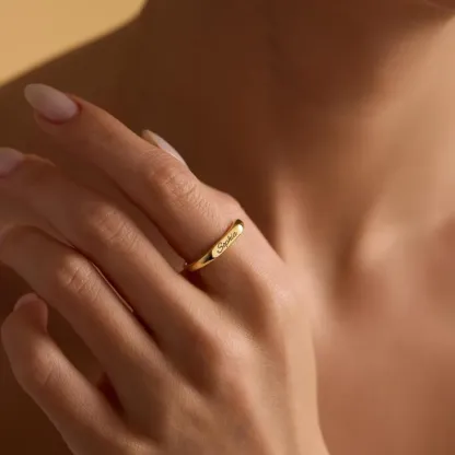Personalized Name Ring – Custom Engraved Minimalist Signet Ring