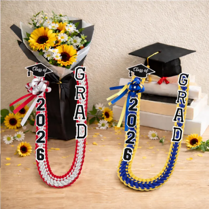 Personalized Graduation Lei with Name, Graduation Gift, Gift for Graduates, Custom Satin Ribbon Lei with Grad Cap, Senior Night Gift