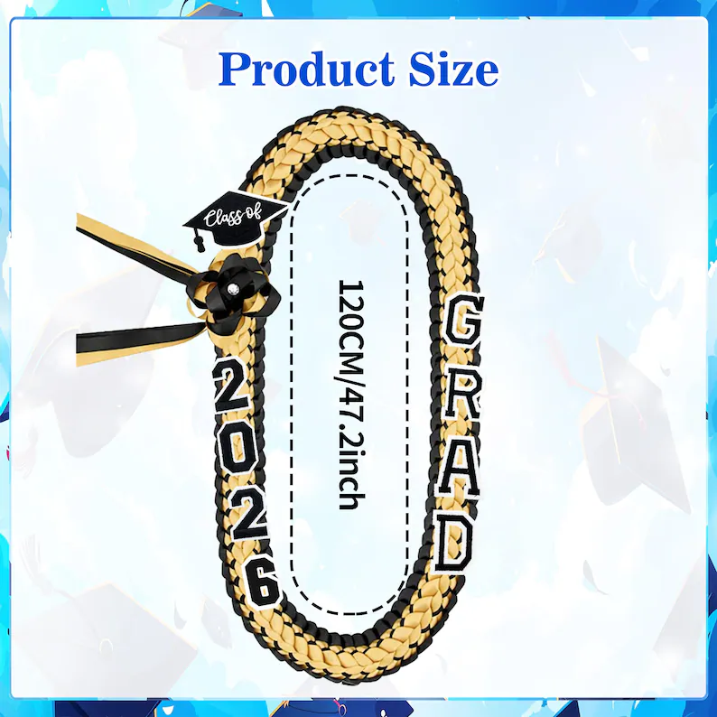 Personalized Graduation Lei with Name, Graduation Gift, Gift for Graduates, Custom Satin Ribbon Lei with Grad Cap, Senior Night Gift