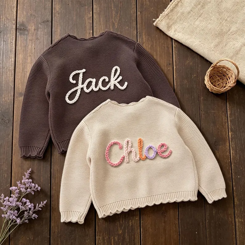 Personalized Baby Knit Cardigan – Custom Name Cozy Sweater for Baby Boys & Girls