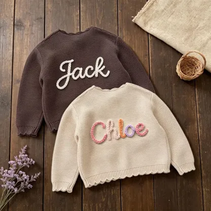 Personalized Baby Knit Cardigan – Custom Name Cozy Sweater for Baby Boys & Girls