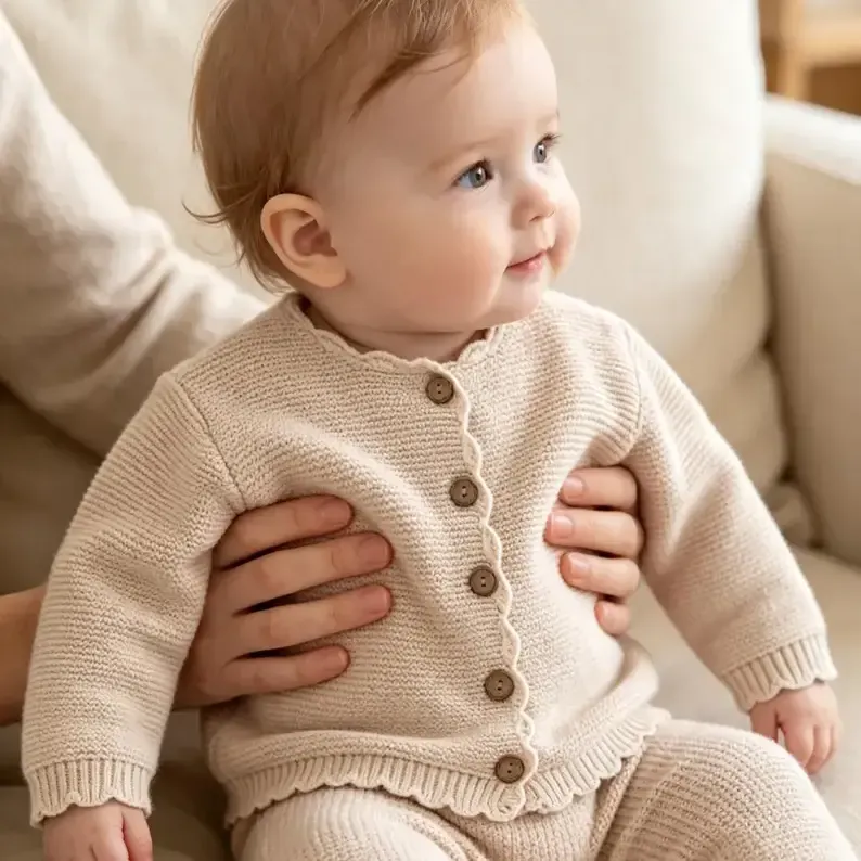 Personalized Baby Knit Cardigan – Custom Name Cozy Sweater for Baby Boys & Girls