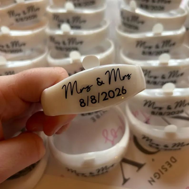 Custom Light-Up Wedding Wristbands – Personalized Glow Bracelets for Bride, Groom & Guests