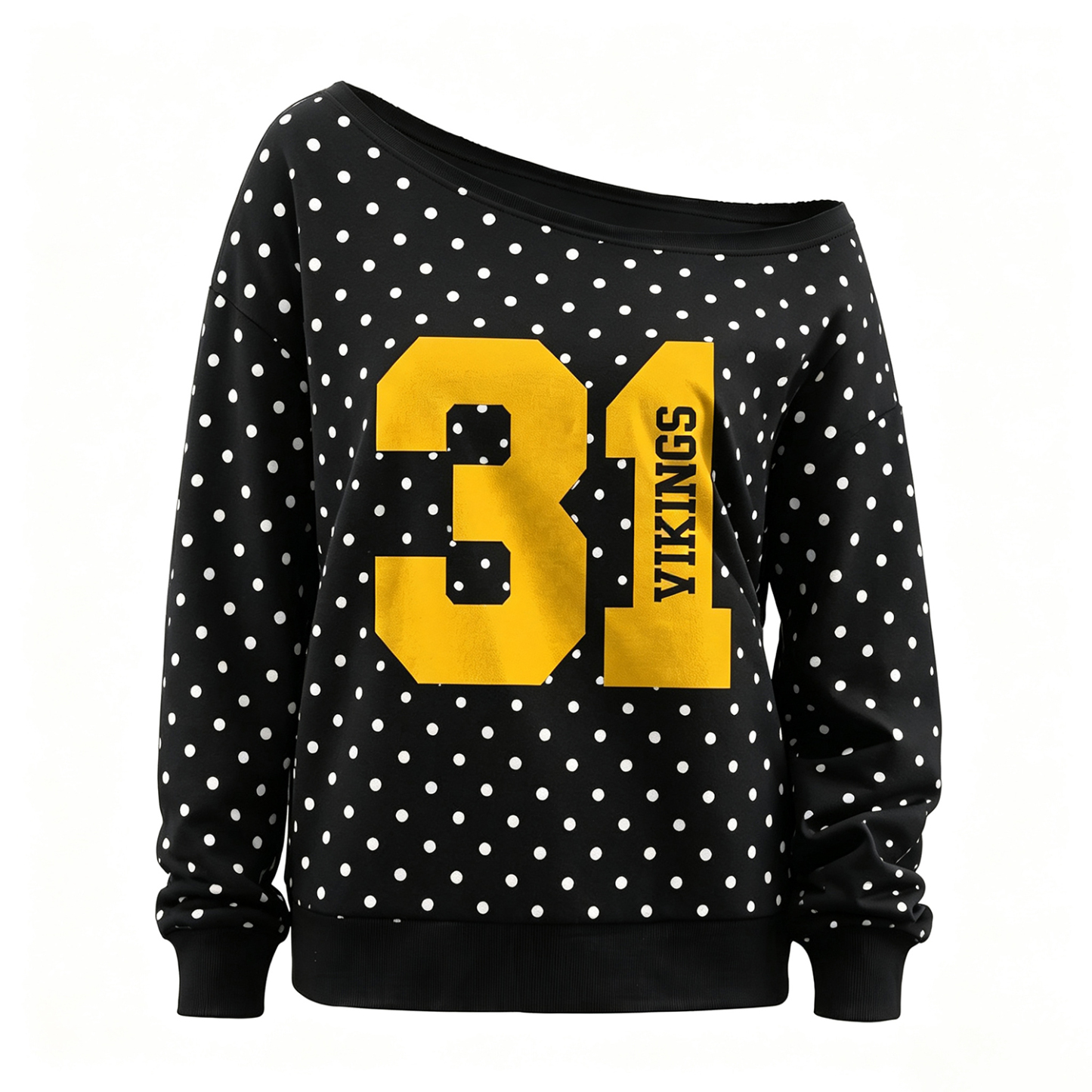 Custom Player Number Player Name 3D Puff Print Polka Dot Off-Shoulder Sweatshirt, Game Day Wear