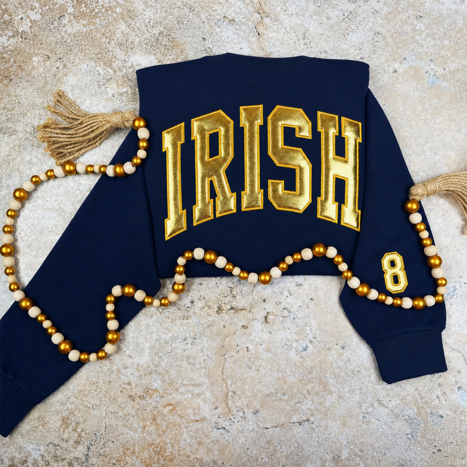 Custom Metallic Puff Team Name Sweatshirt, Personalized Game Day Crewneck