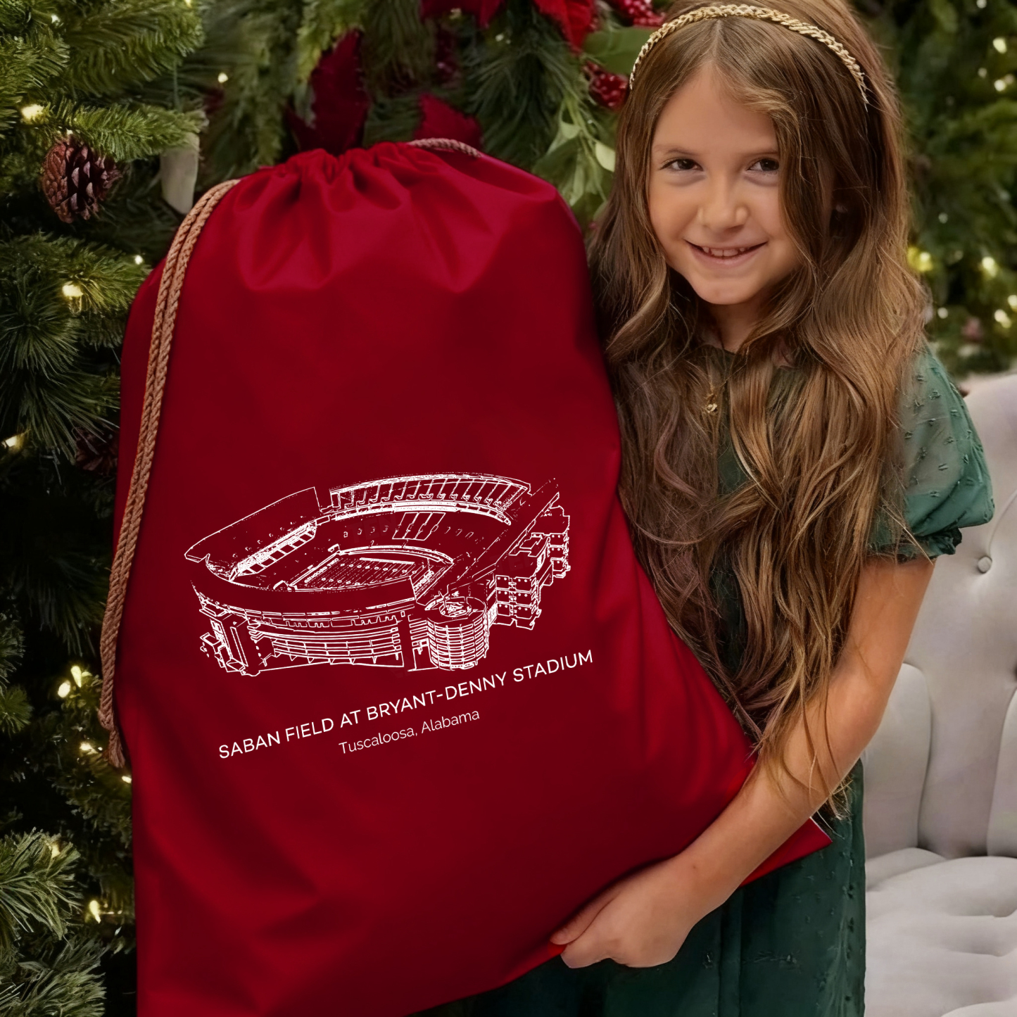 Saban Field at Bryant-Denny Stadium Drawstring Gift Bag, Christmas Gift