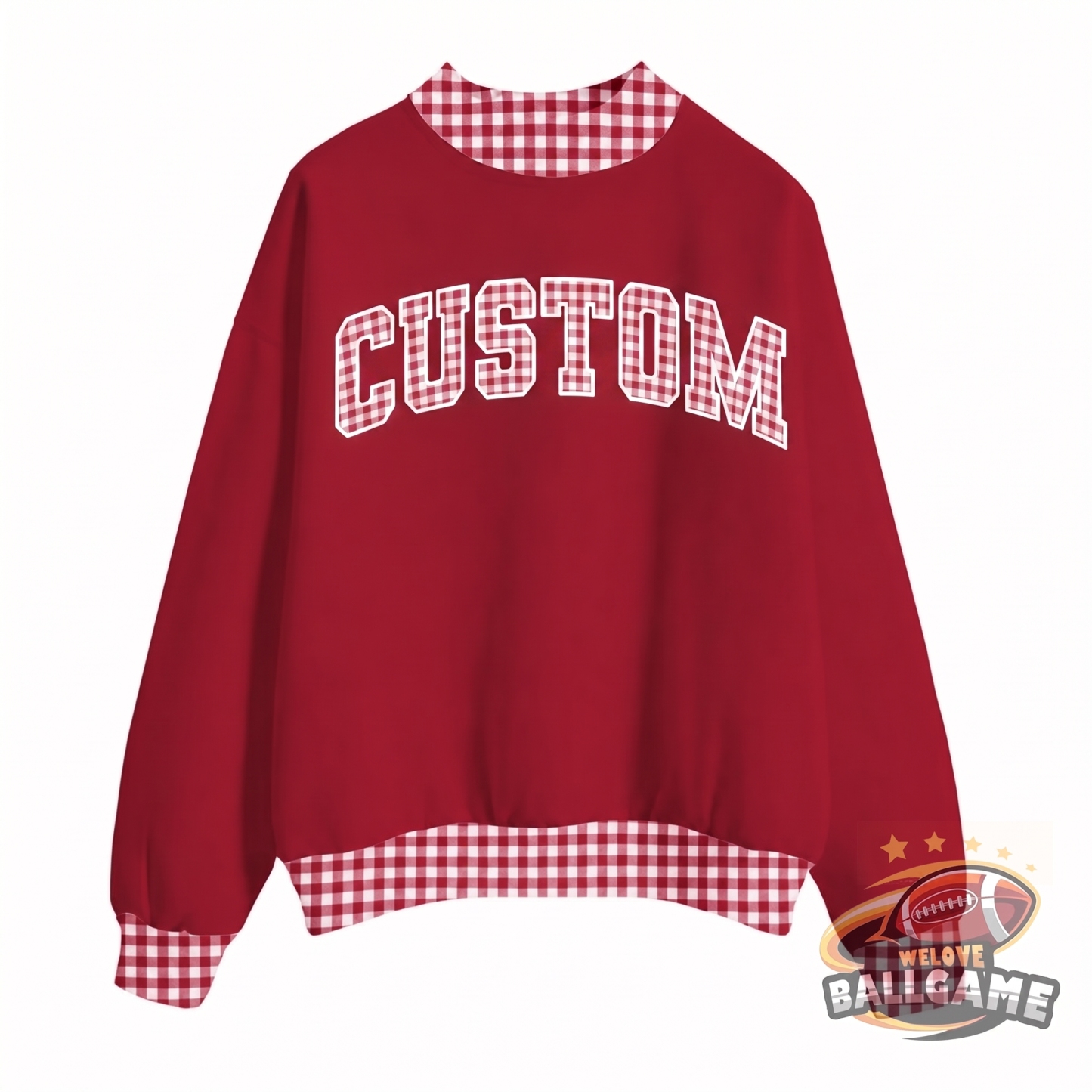 Custom Patchwork Fabric College Team  Embroidered Mockneck