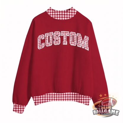 Custom Patchwork Fabric College Team  Embroidered Mockneck