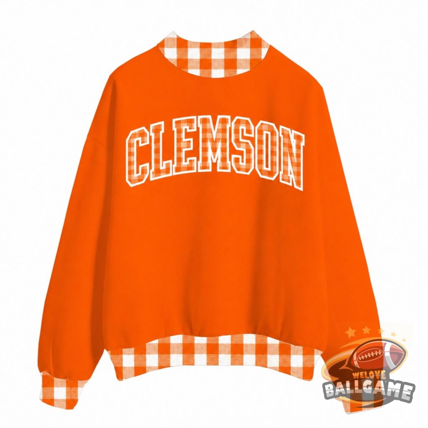 Custom Clemson Tigers Patchwork Fabric College Team Embroidered Mockneck