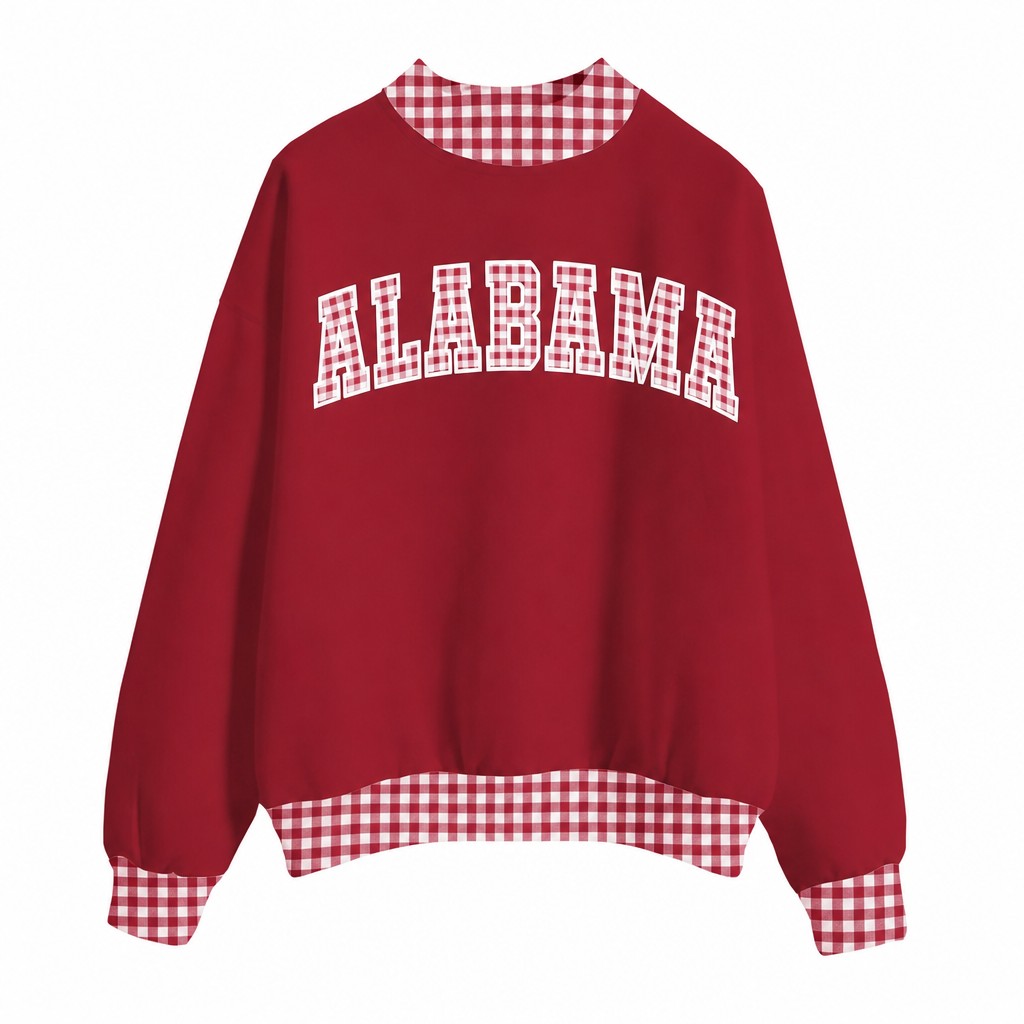 Custom Alabama Patchwork Fabric College Team Embroidered Mockneck