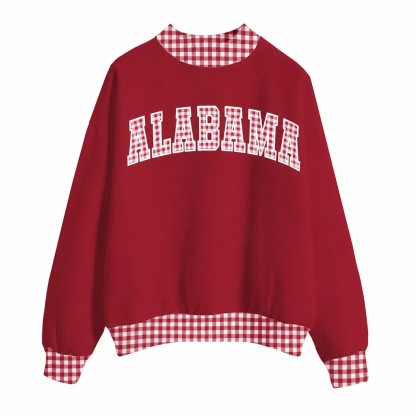 Custom Alabama Patchwork Fabric College Team Embroidered Mockneck
