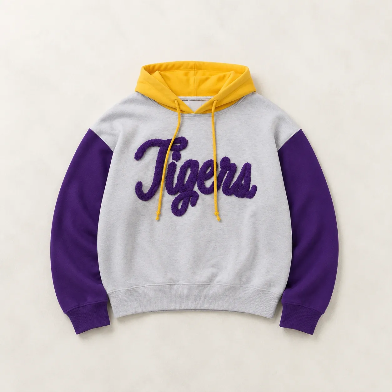 Custom Two Tone Color Block Chenille Letter Embroidered Hoodie - Personalized Gifts for Sports Lovers