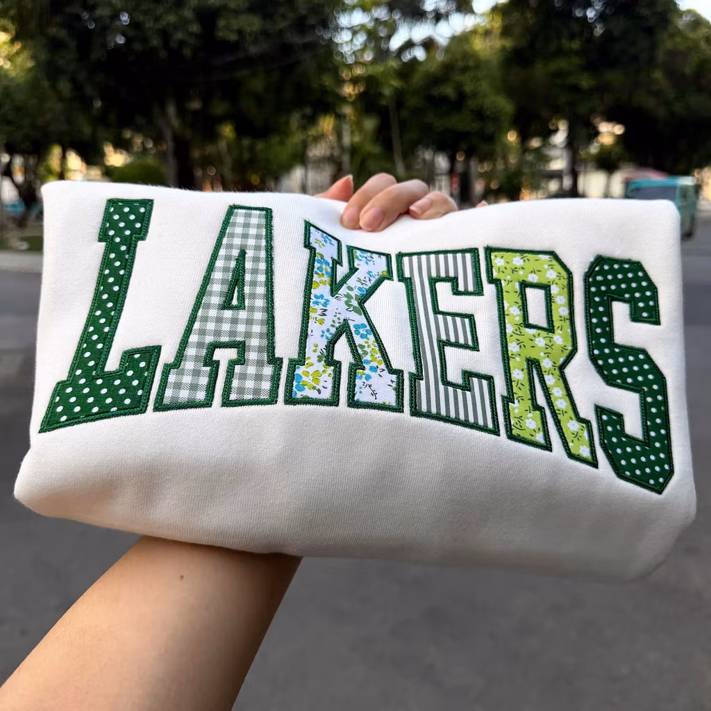 Custom Patchwork Embroidered Sweatshirt, Floral Varsity Crewneck, Personalized College Sweatshirt, Custom Applique Pullover