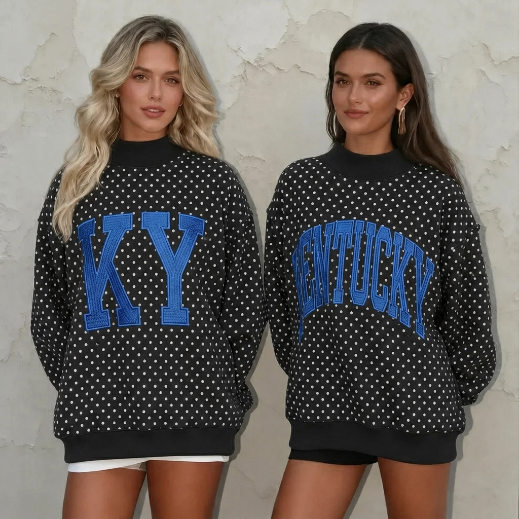 Custom Embroidered Team Name Polka Dot Mockneck