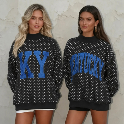Custom Embroidered Team Name Polka Dot Mockneck