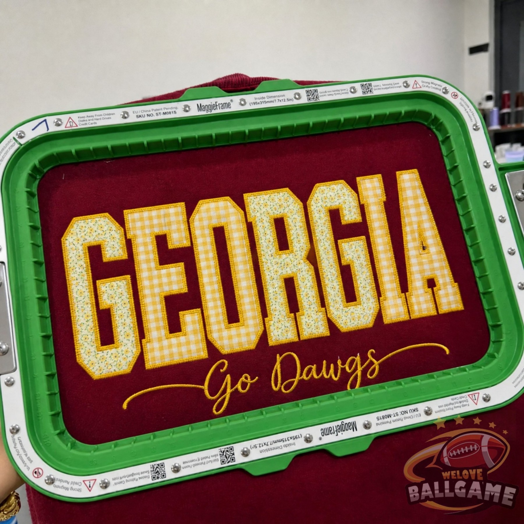 Custom Georgia Patchwork Fabric Embroidered Sweatshirt Team and School Name Applique Varsity Letters