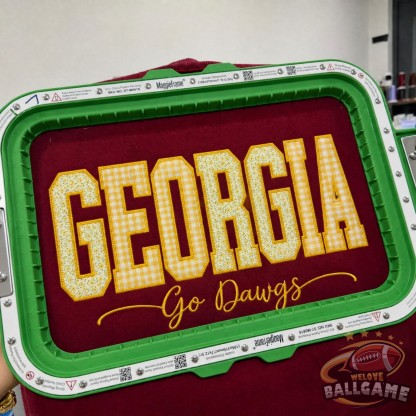 Custom Georgia Patchwork Fabric Embroidered Sweatshirt Team and School Name Applique Varsity Letters