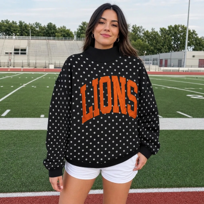 Custom Embroidered Team Name Polka Dot Mockneck