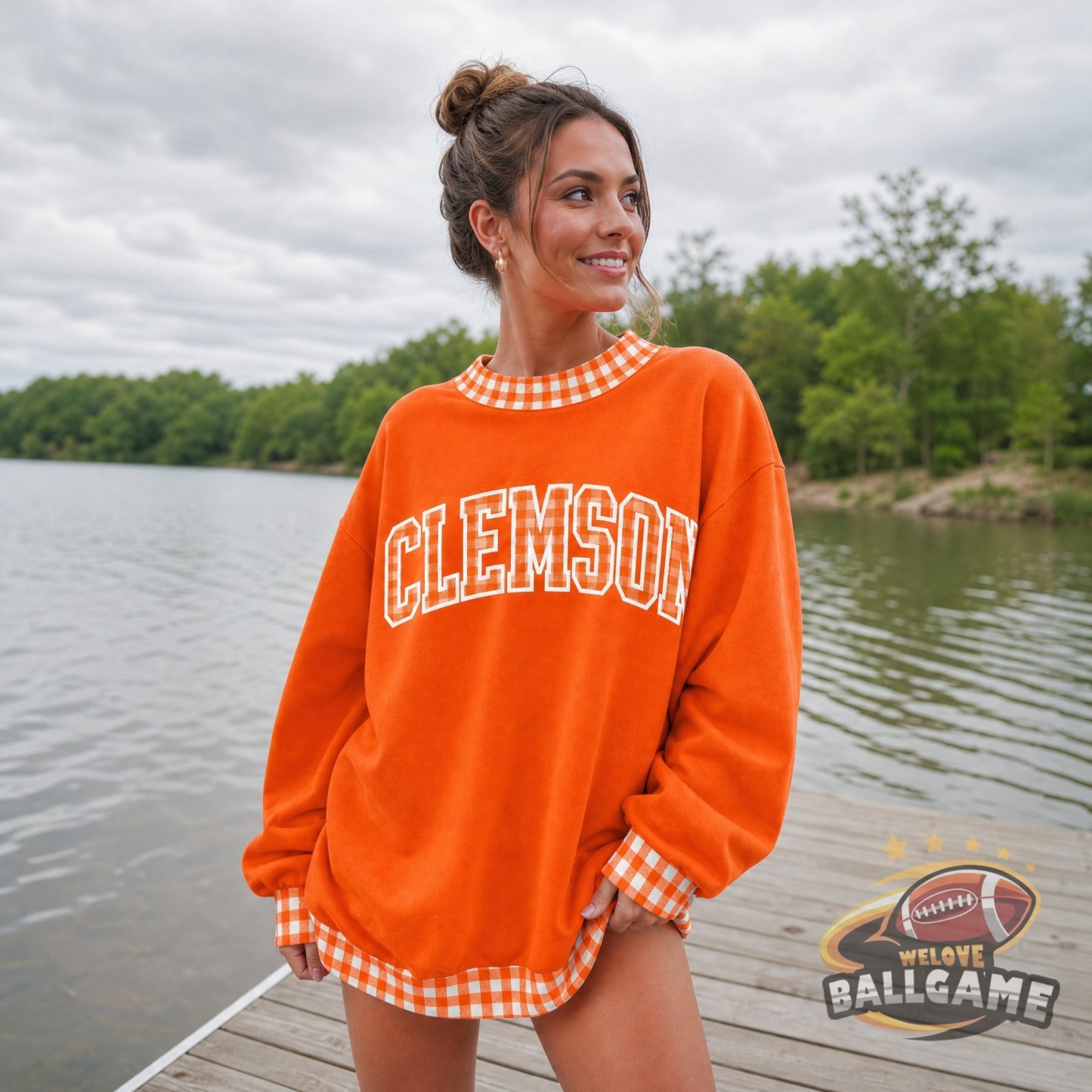 Custom Clemson Tigers Patchwork Fabric College Team Embroidered Mockneck