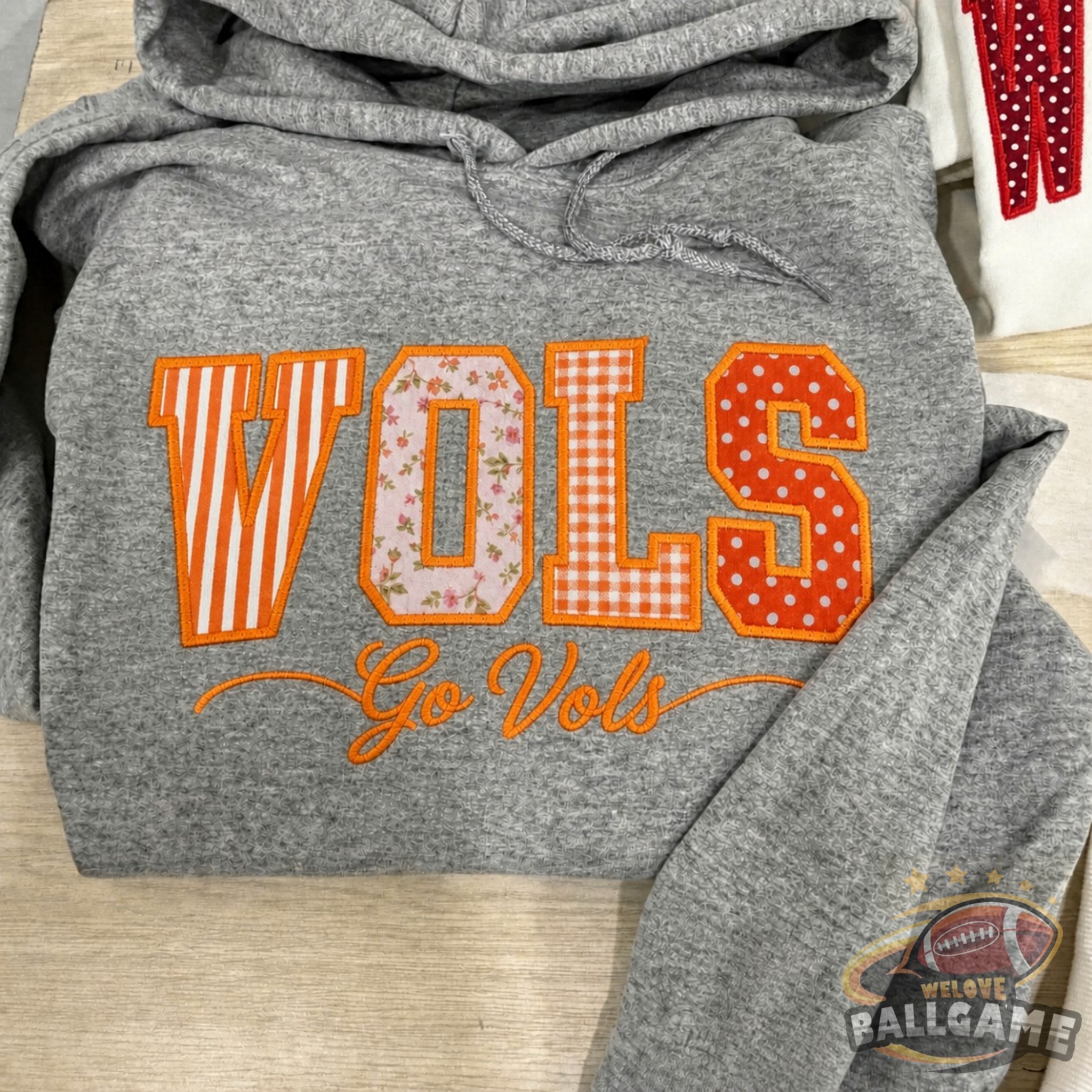 Custom Tennessee Patchwork Fabric Embroidered Sweatshirt Team and School Name Applique Varsity Letters