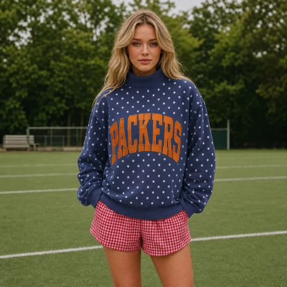 Custom Embroidered Team Name Polka Dot Mockneck