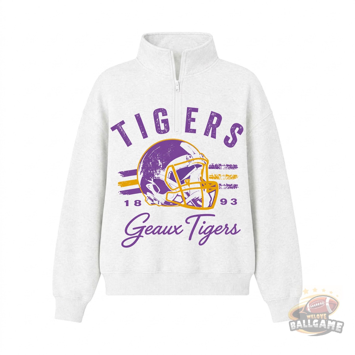 Custom Quarter‑Zip Football Helmet Sweatshirt, Game Day Fan Pullover with Team Name, Year & Slogan