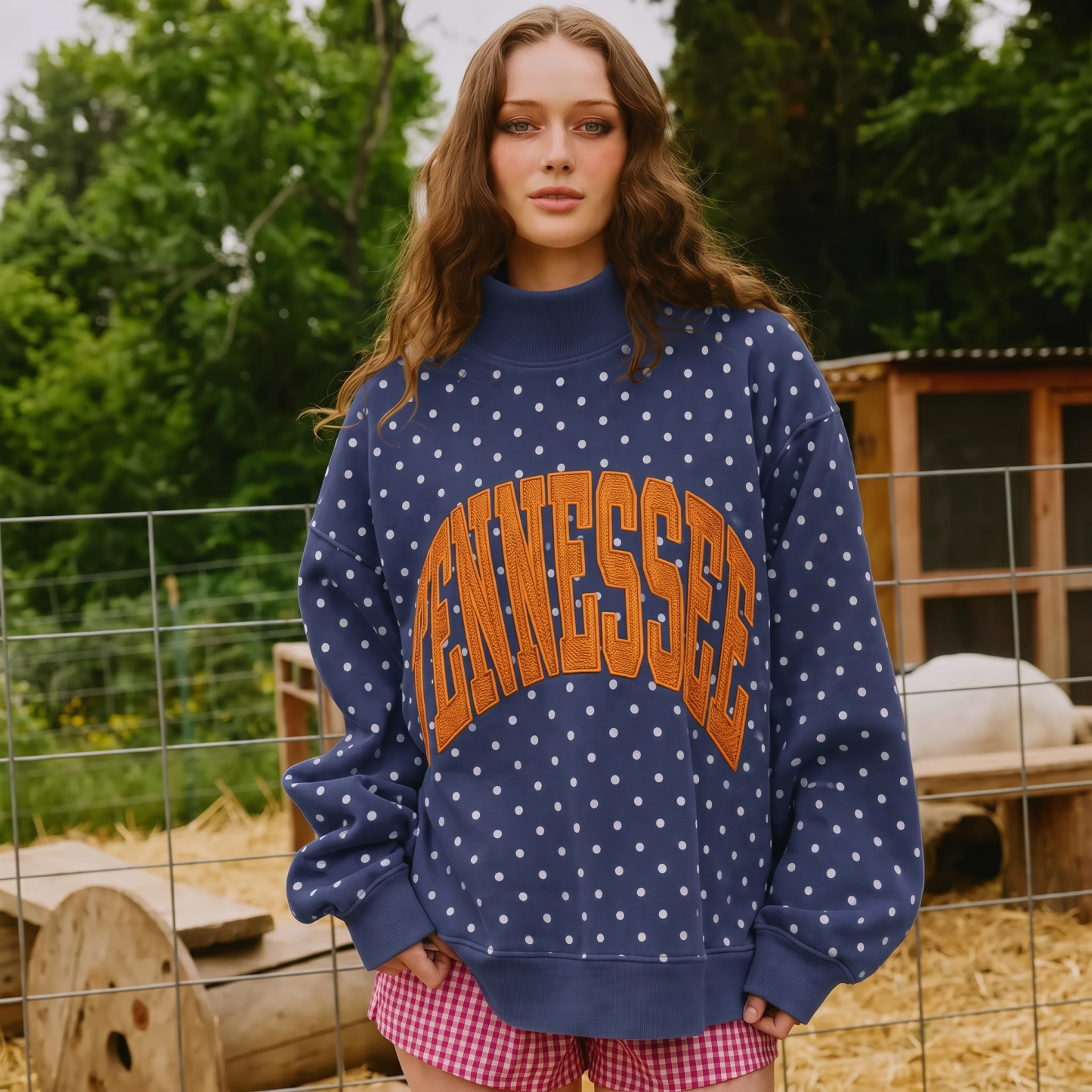 Custom Embroidered Team Name Polka Dot Mockneck