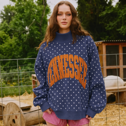 Custom Embroidered Team Name Polka Dot Mockneck