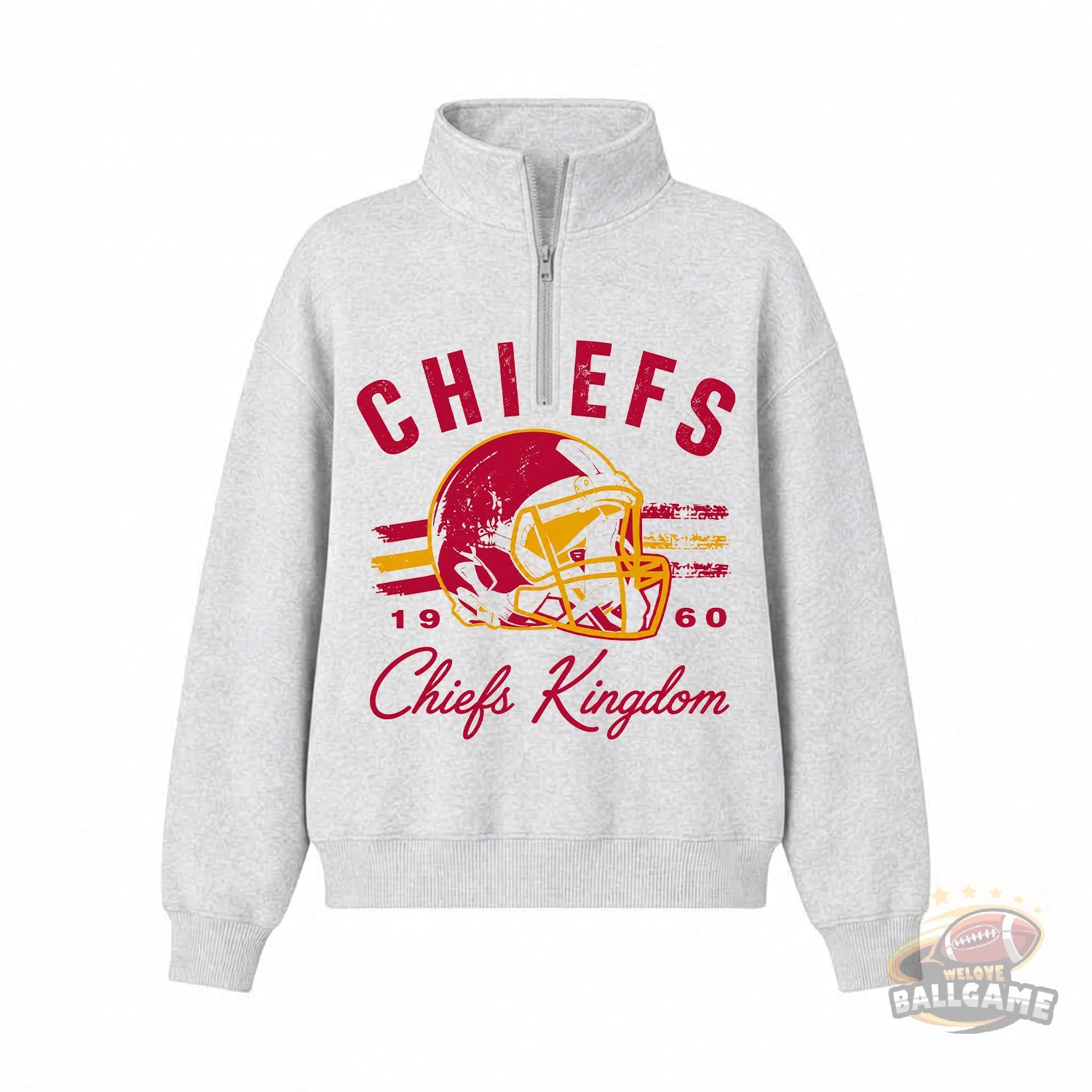 Custom Quarter‑Zip Football Helmet Sweatshirt, Game Day Fan Pullover with Team Name, Year & Slogan