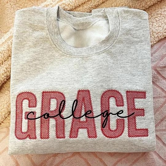 Custom School/Team Lace Letter Embroidered Sweatshirt-Gift For Sports Lover