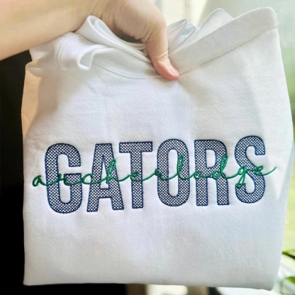 Custom School/Team Lace Letter Embroidered Sweatshirt-Gift For Sports Lover