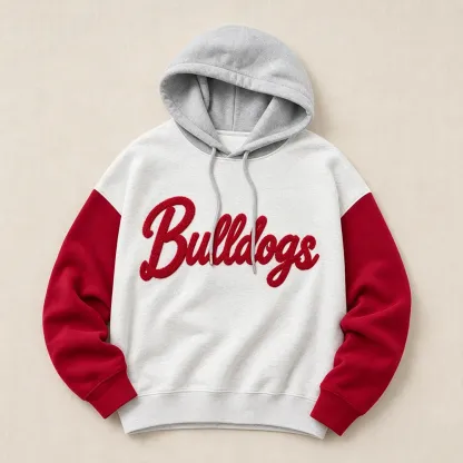 Custom Two Tone Color Block Chenille Letter Embroidered Hoodie - Personalized Gifts for Sports Lovers