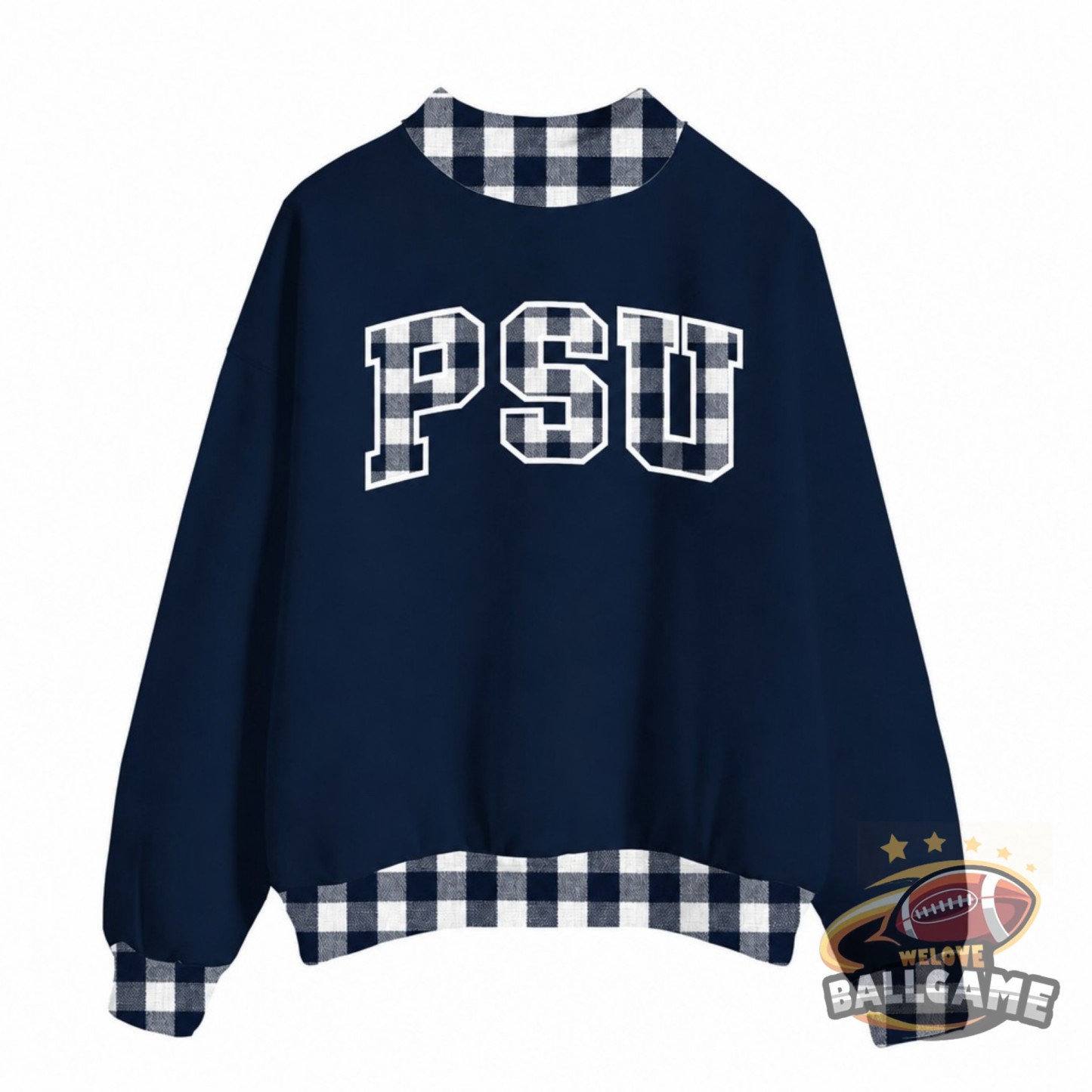 Custom Pennsylvania State Patchwork Fabric College Team Embroidered Mockneck