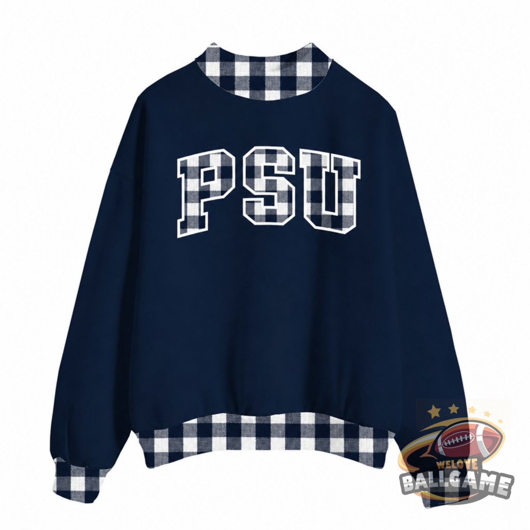 Custom Pennsylvania State Patchwork Fabric College Team Embroidered Mockneck