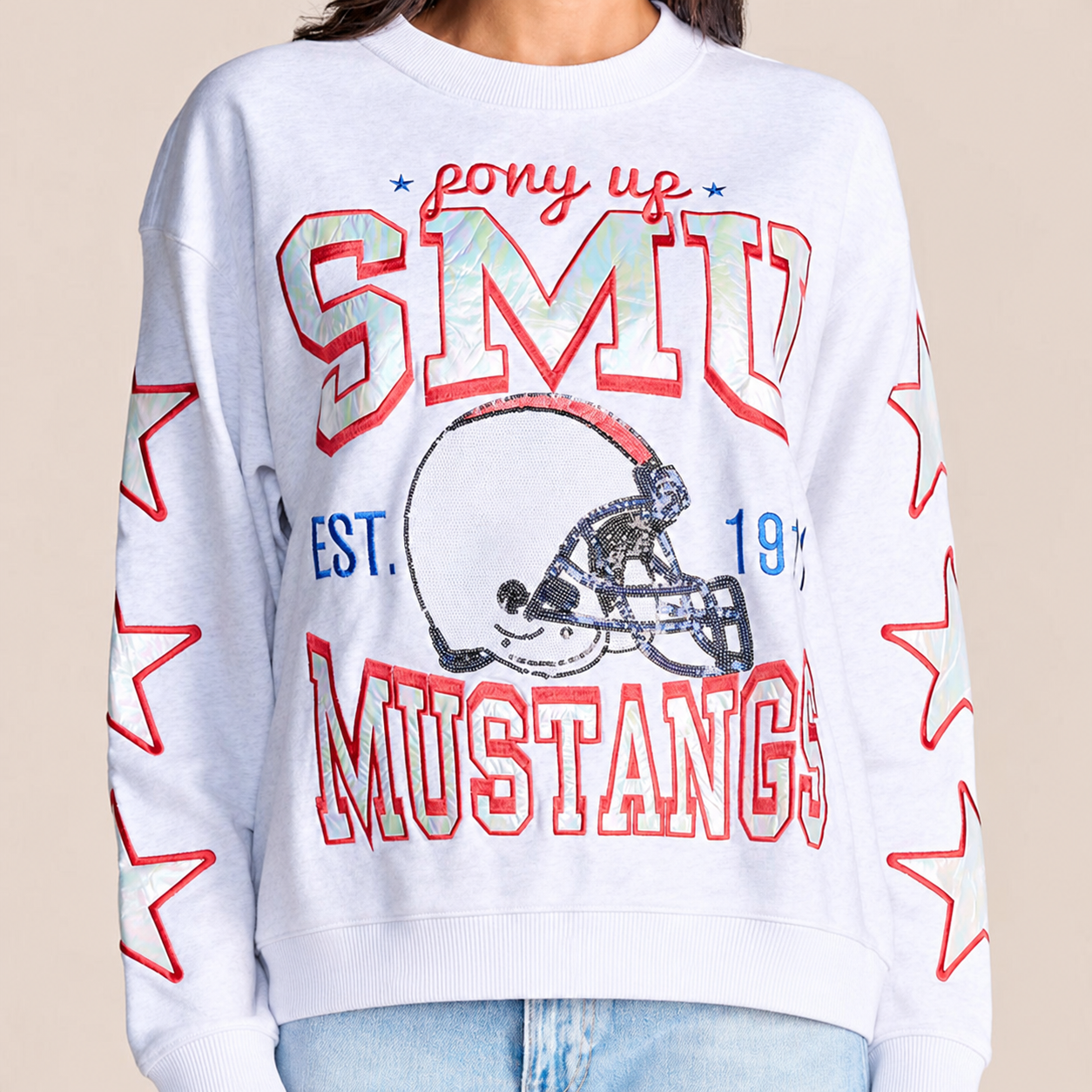 SMU - College Hometeam Heathered Crewneck