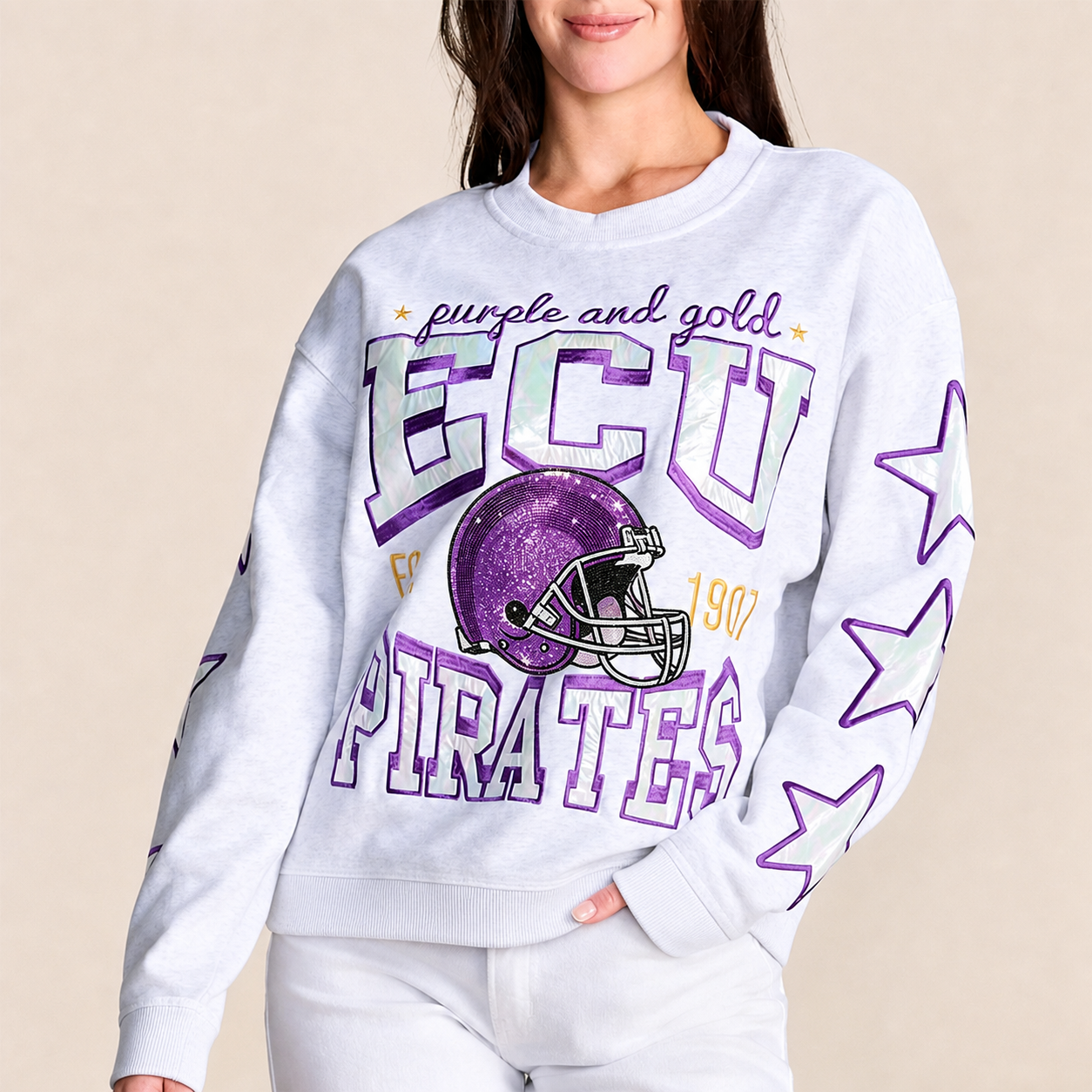 ECU - College Hometeam Heathered Crewneck