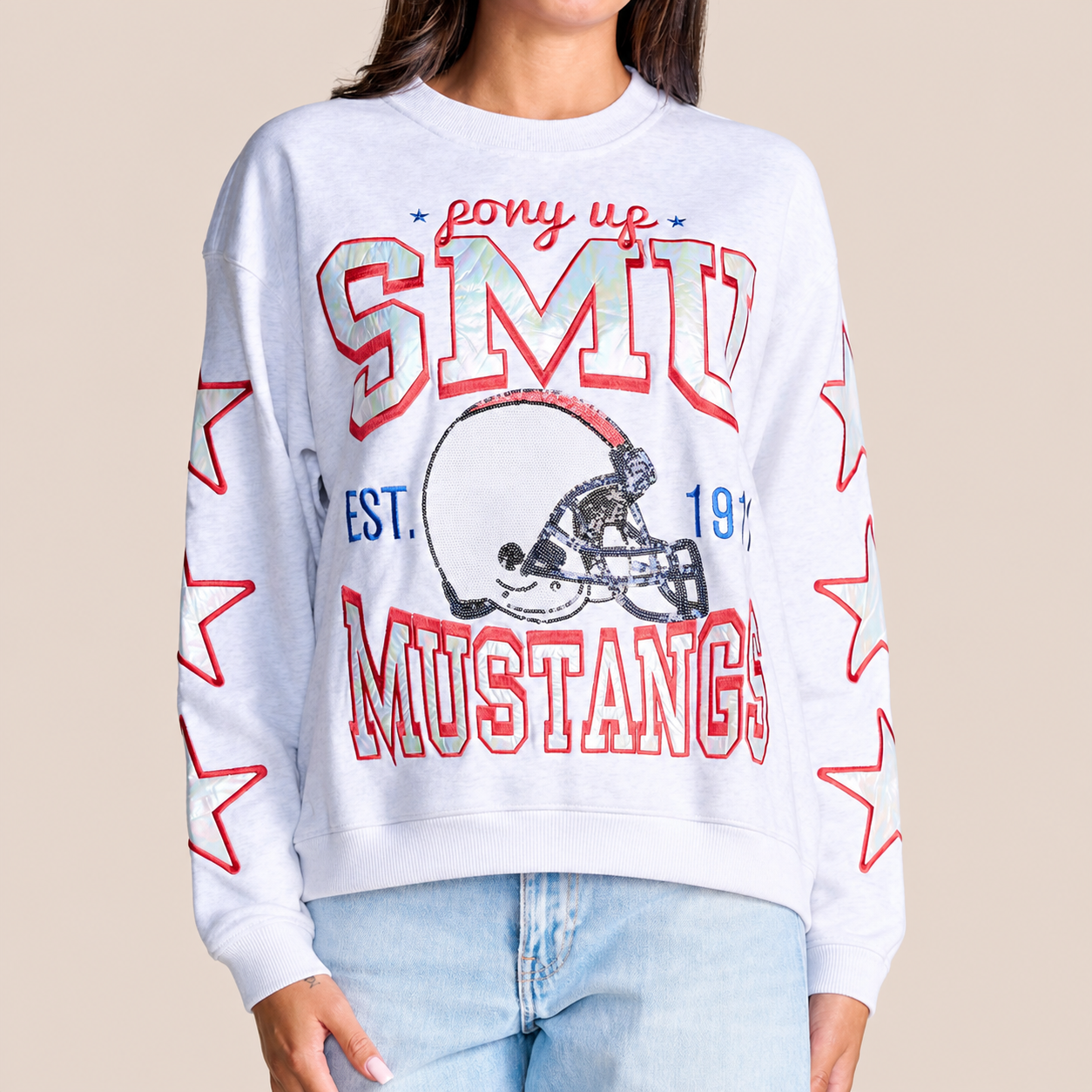 SMU - College Hometeam Heathered Crewneck