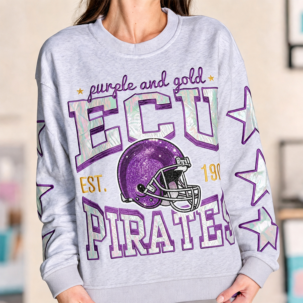 ECU - College Hometeam Heathered Crewneck