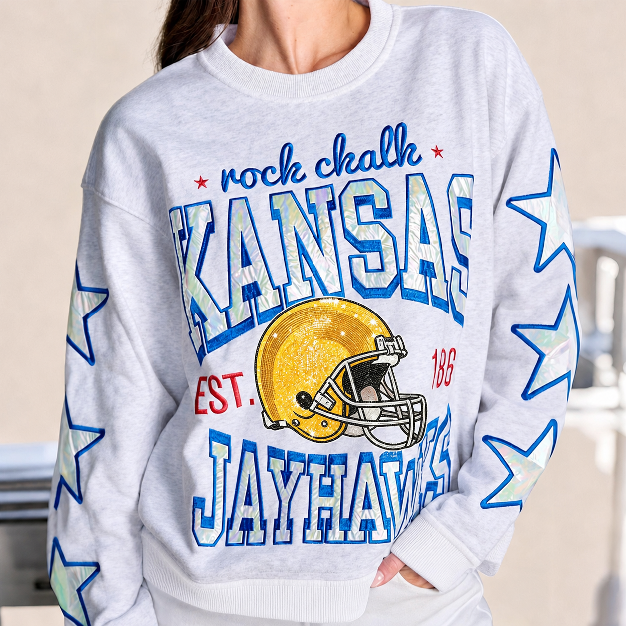 Kansas - College Hometeam Heathered Crewneck