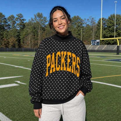 Custom College Print Team Name Stand-up Collar Polka Dot Sweatshirt | Sports Gifts | Game Day Wear