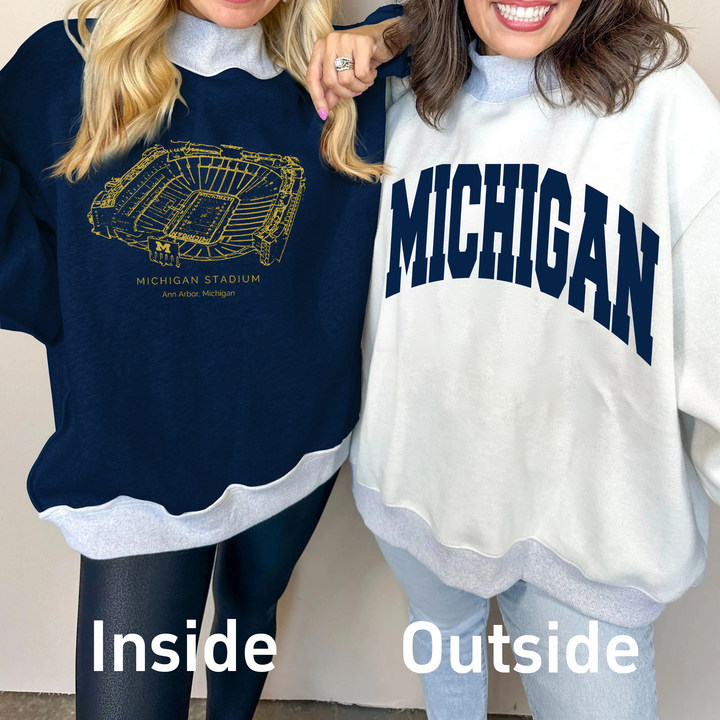 Michigan Stadium Game Day Mock Neck Reversible Sweatshirt