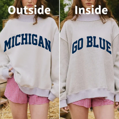 Michigan/GO BLUE Game Day Mock Neck Reversible Sweatshirt