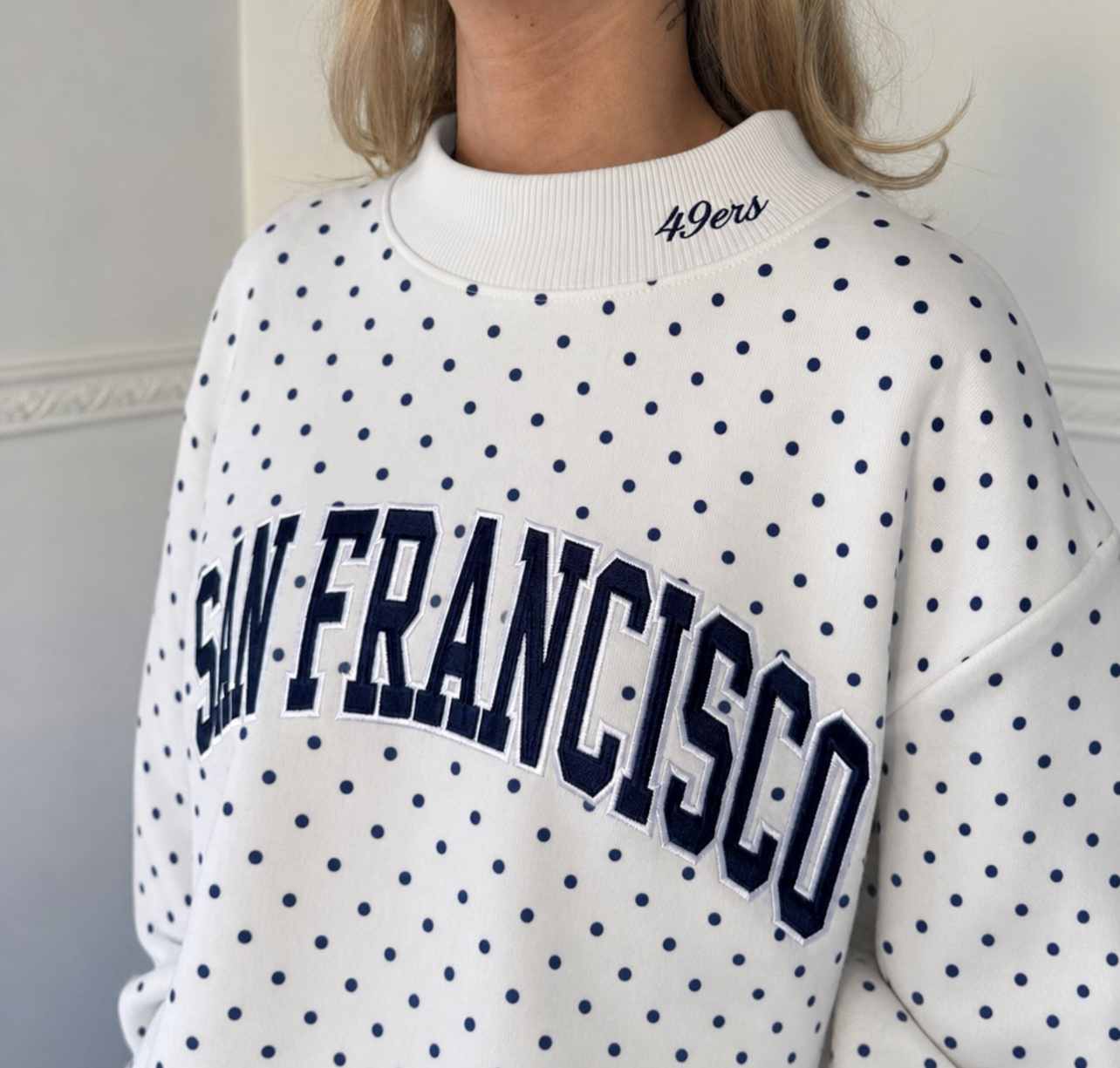 Custom Embroidered Team Name Polka Dot Mockneck  – Stand-up Collar | Game Day Wear