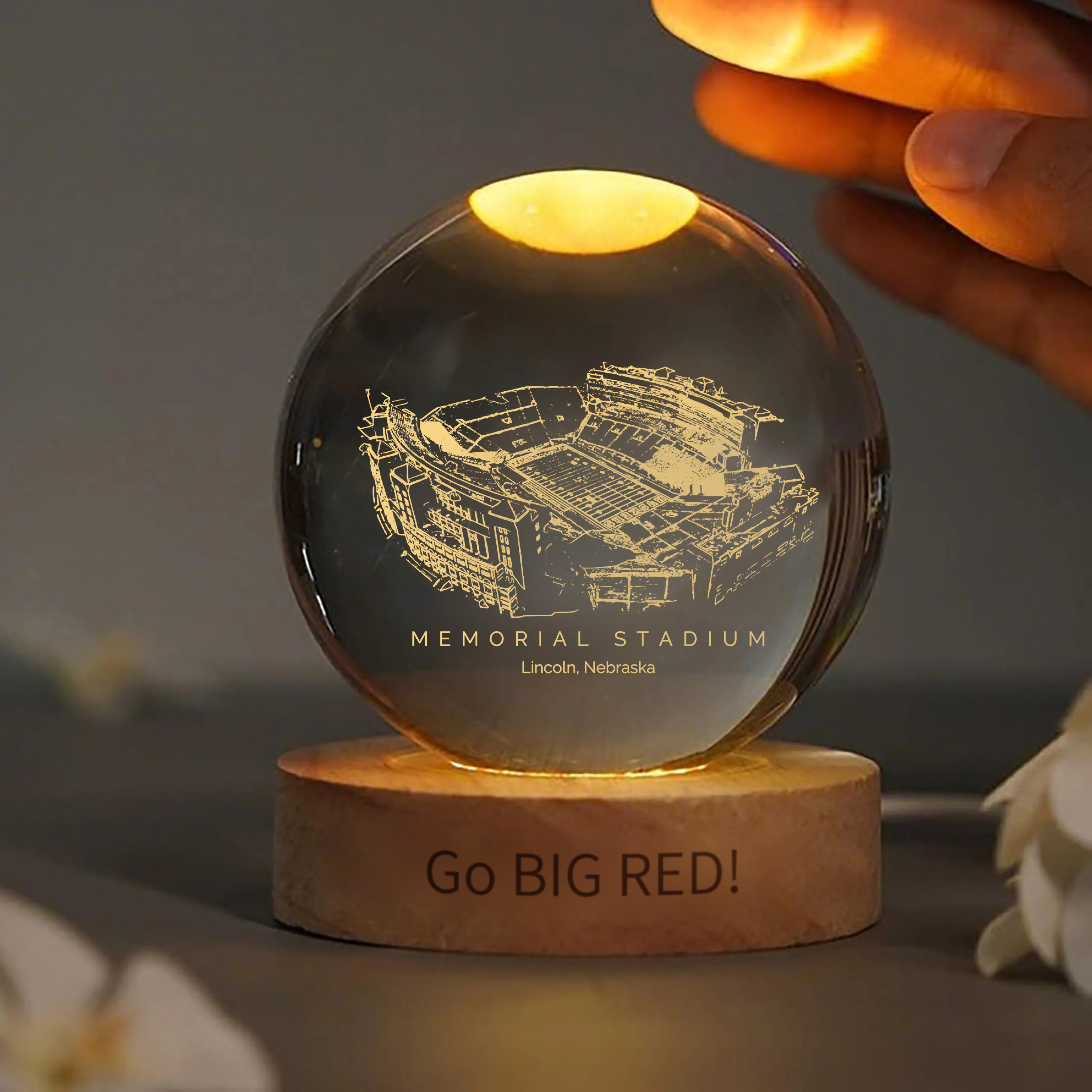 Memorial Stadium (Lincoln) 3D Spherical Crystal Ball Lamp
