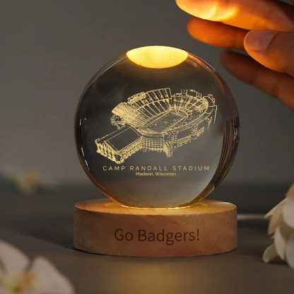 Camp Randall Stadium 3D Spherical Crystal Ball Lamp