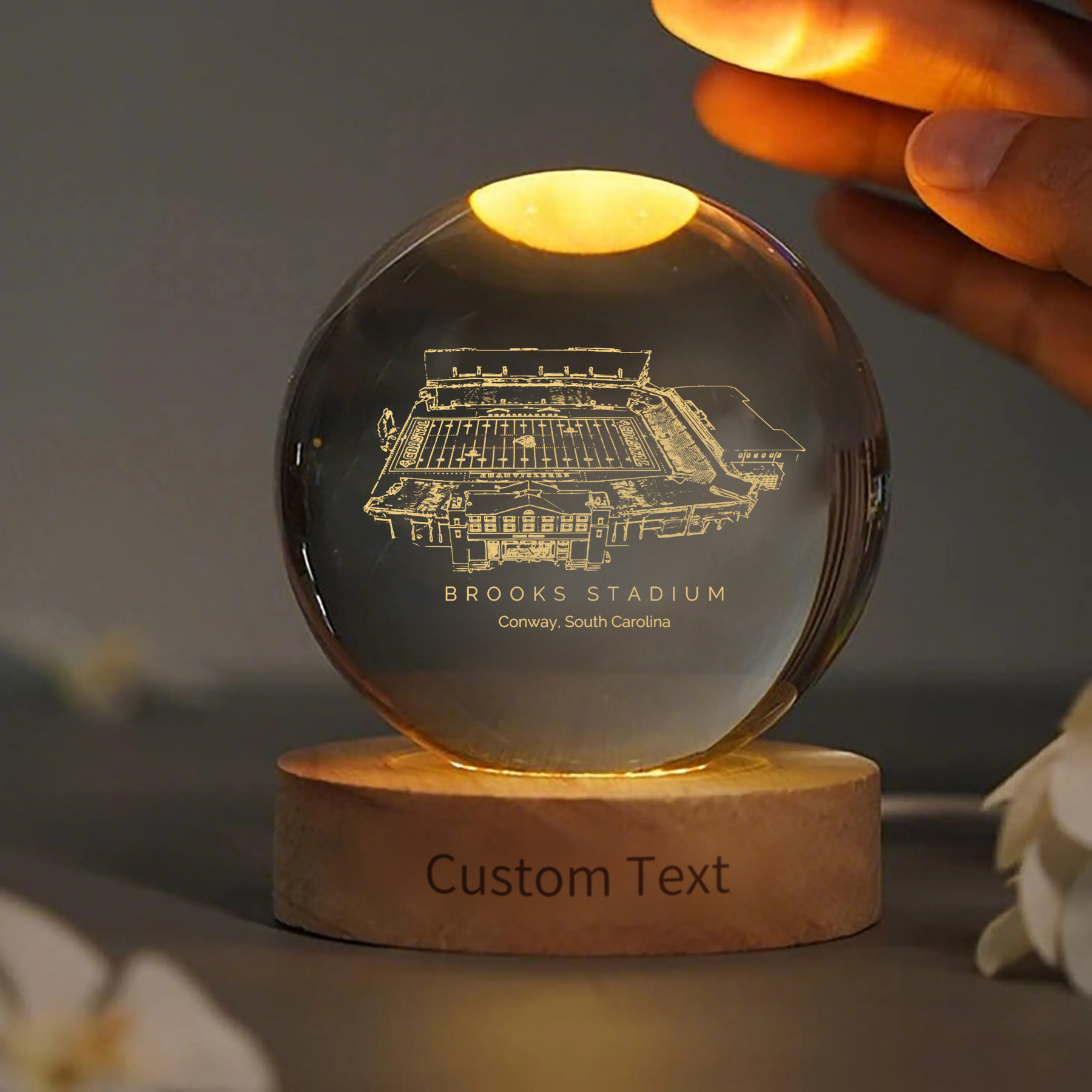 Brooks Stadium 3D Spherical Crystal Ball Lamp